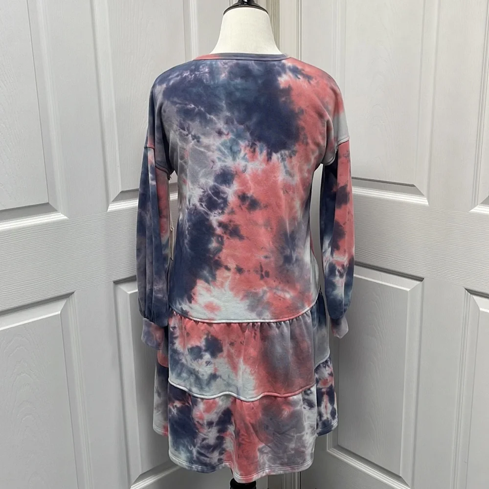 Ava James New Tie Dye Sweatshirt Dress Large NWT